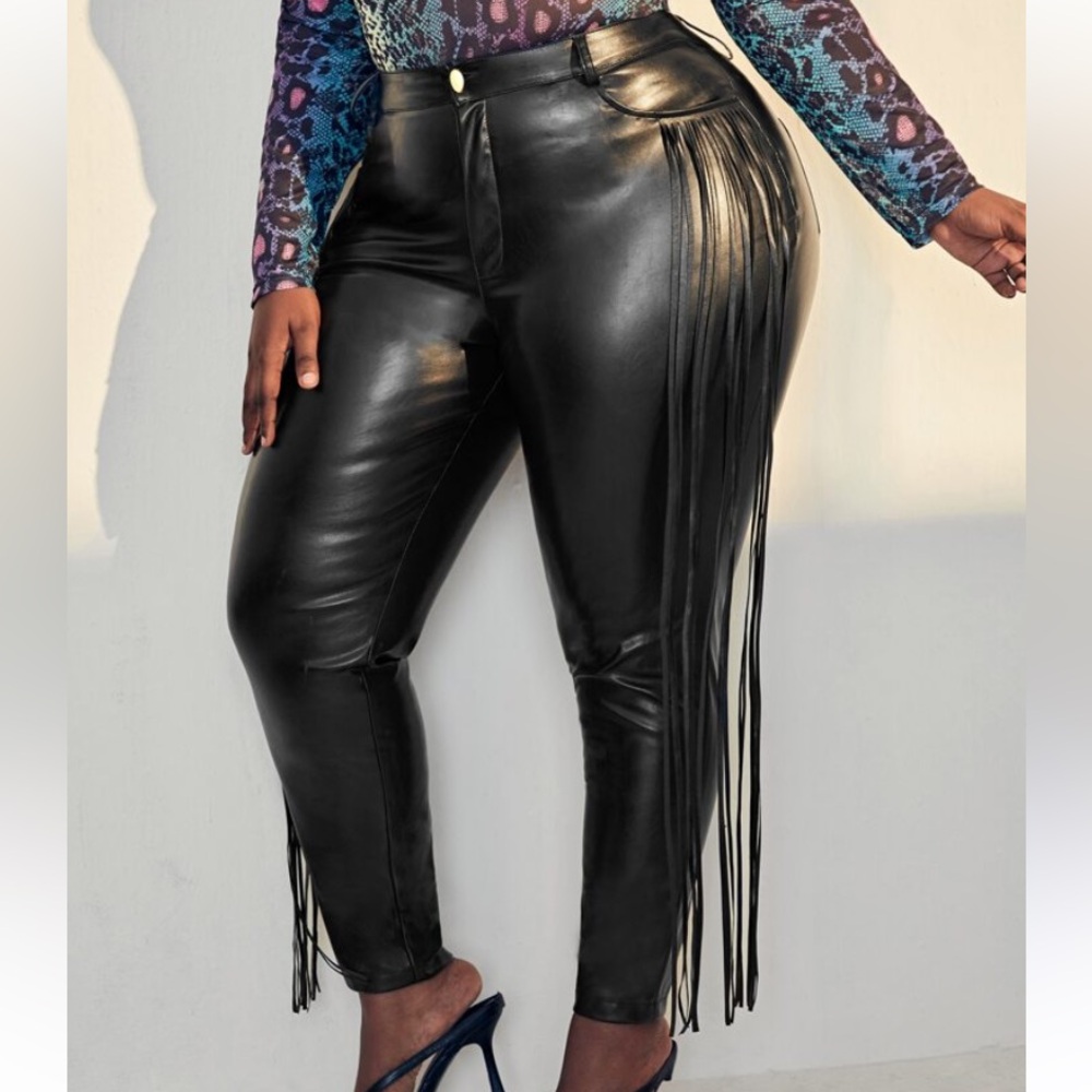 High waist faux leather pants